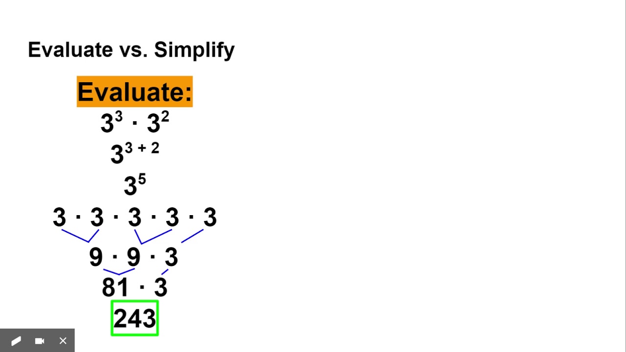 Evaluate vs  Simplify