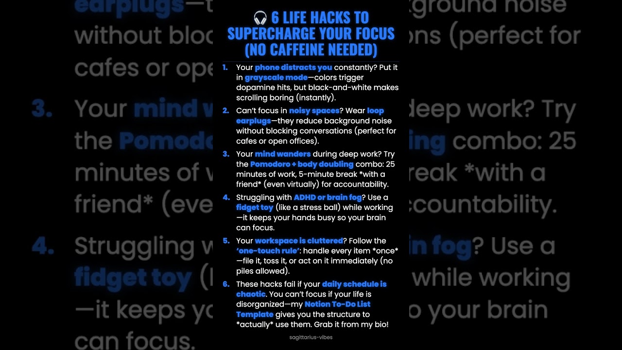 🎧 6 Life Hacks to Supercharge Your Focus (No Caffeine Needed) 