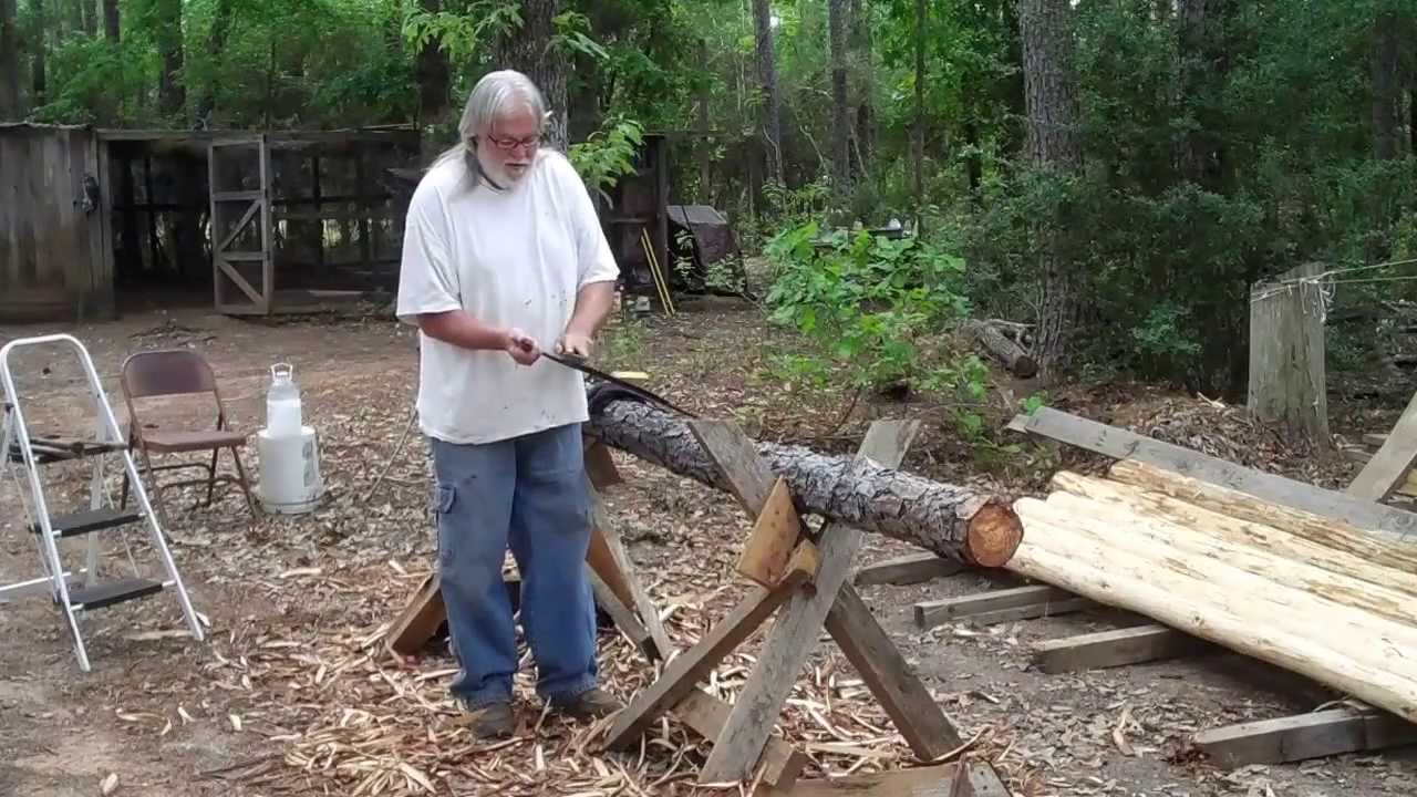 How to use a Drawknife to Debark a pine log