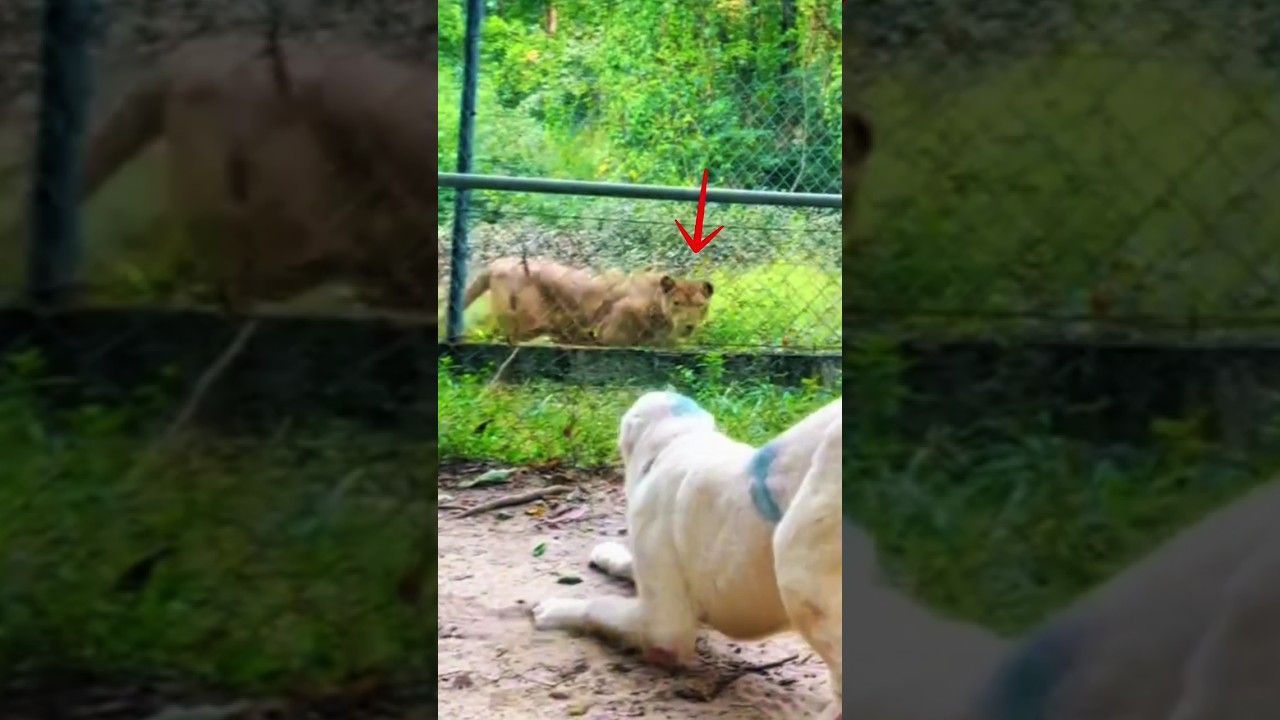 encuentro entre un Alabai y una Leona  