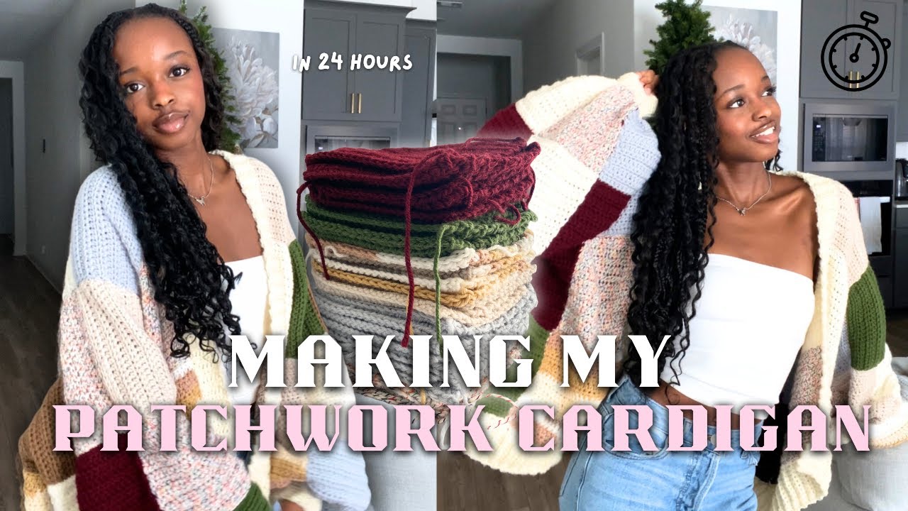 Crocheting a PATCHWORK CARDIGAN in JUST 24 hours | crochet vlog