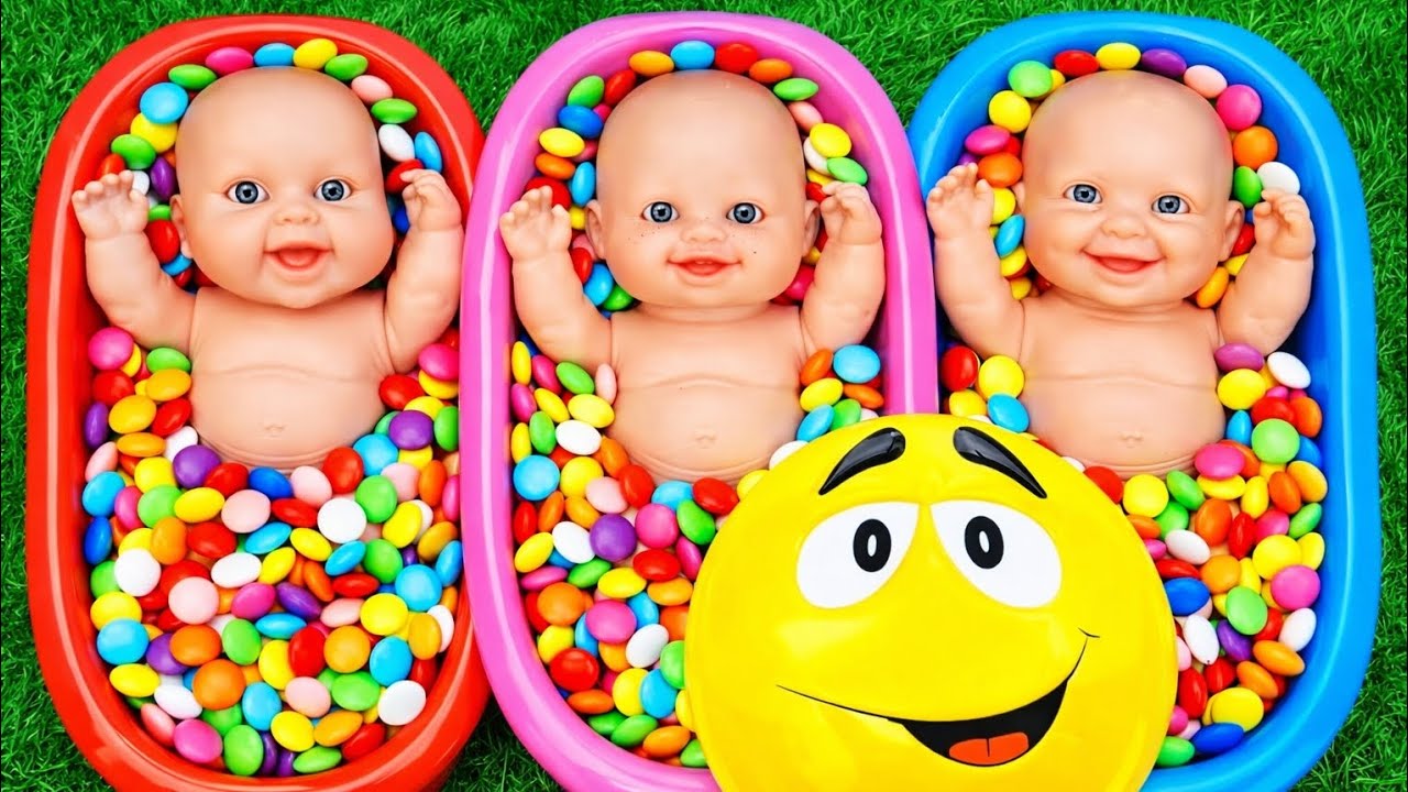 8 Minutes satisfyung  With Full of 3 Rainbow Baths Tubs Candy WITCH M&M's& Magic Slim...