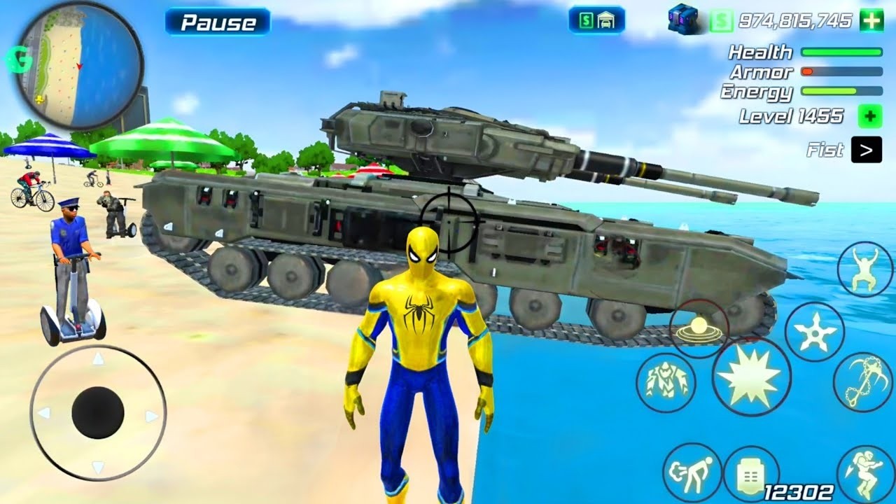 Spider Rope Hero Gangster Crime - Tank Driving in Open City #4 - Android Gameplay