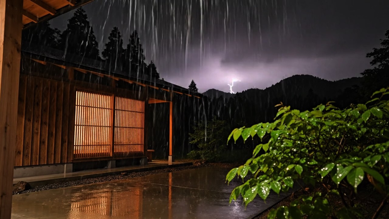 Instant Sleep: Deep Rolling Thunder & Heavy Rain on Tin Roof (1 Hour) - Dark Screen