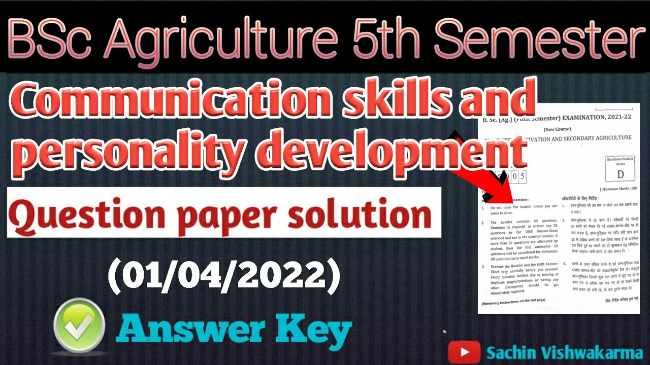 Communication skill and personality development paper solution 2022 | bsc ag 5th semester paper