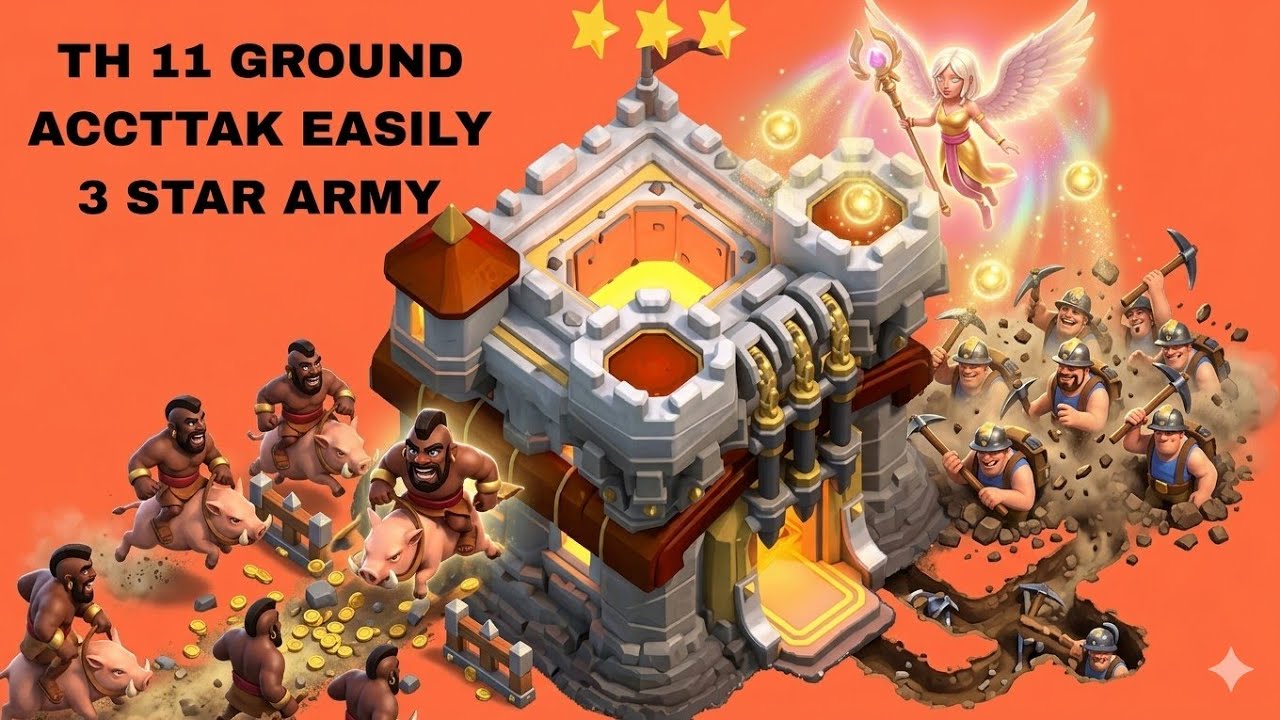 CLASH OF CLANS TH11 BEST GROUND ATTACK ARMY EASILY 3 ✨