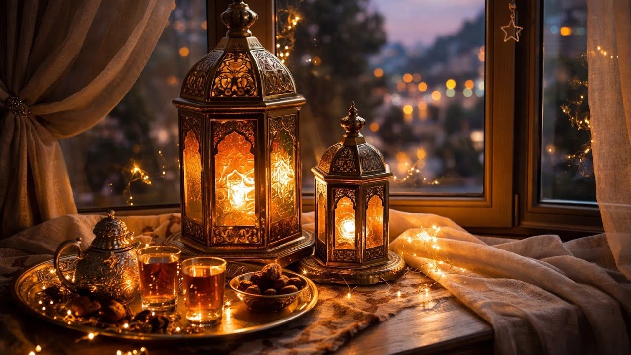 ✨ليلة هادئة 🌙أجمل الاجواء الرمضانية  تناغم الموسيقى الهادئة مع الفوانيس المضيئة  #ramadan