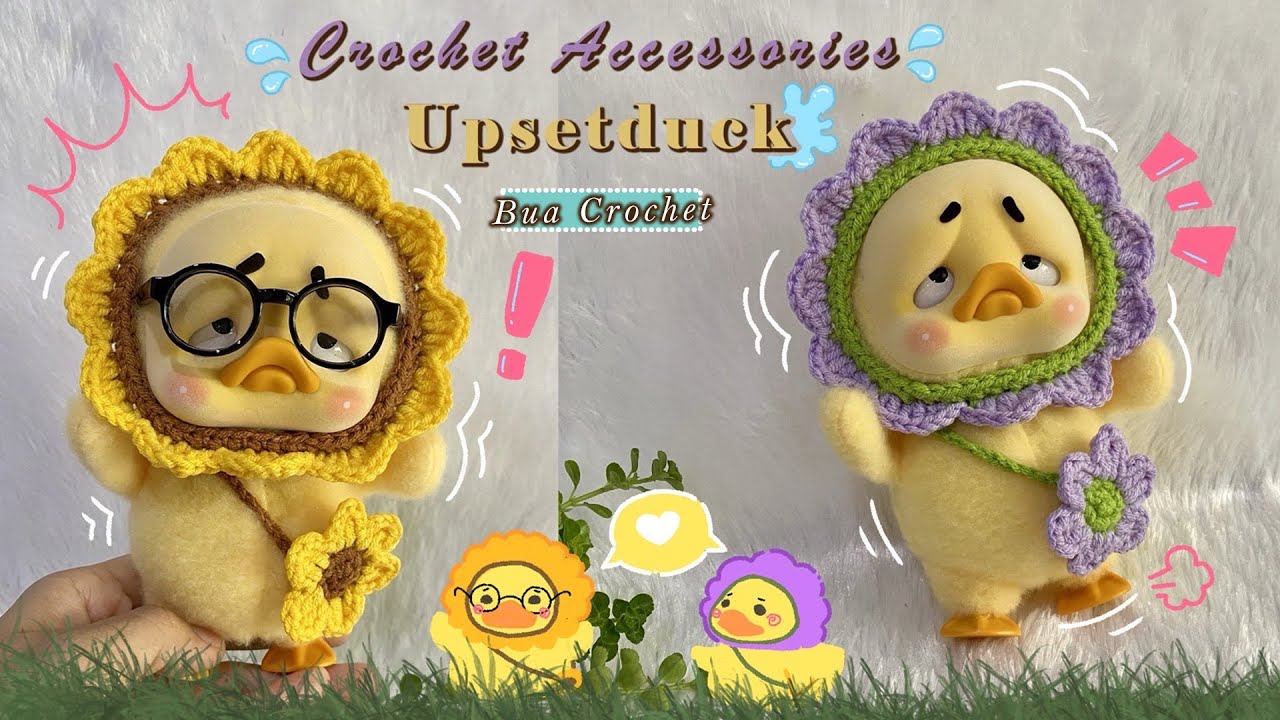 CROCHET IDEAS 🦆 Crochet Upset Duck Flower Hat Tutorial 🦆 Sunflower 🌻 Daisy Crochet 🌼🌼
