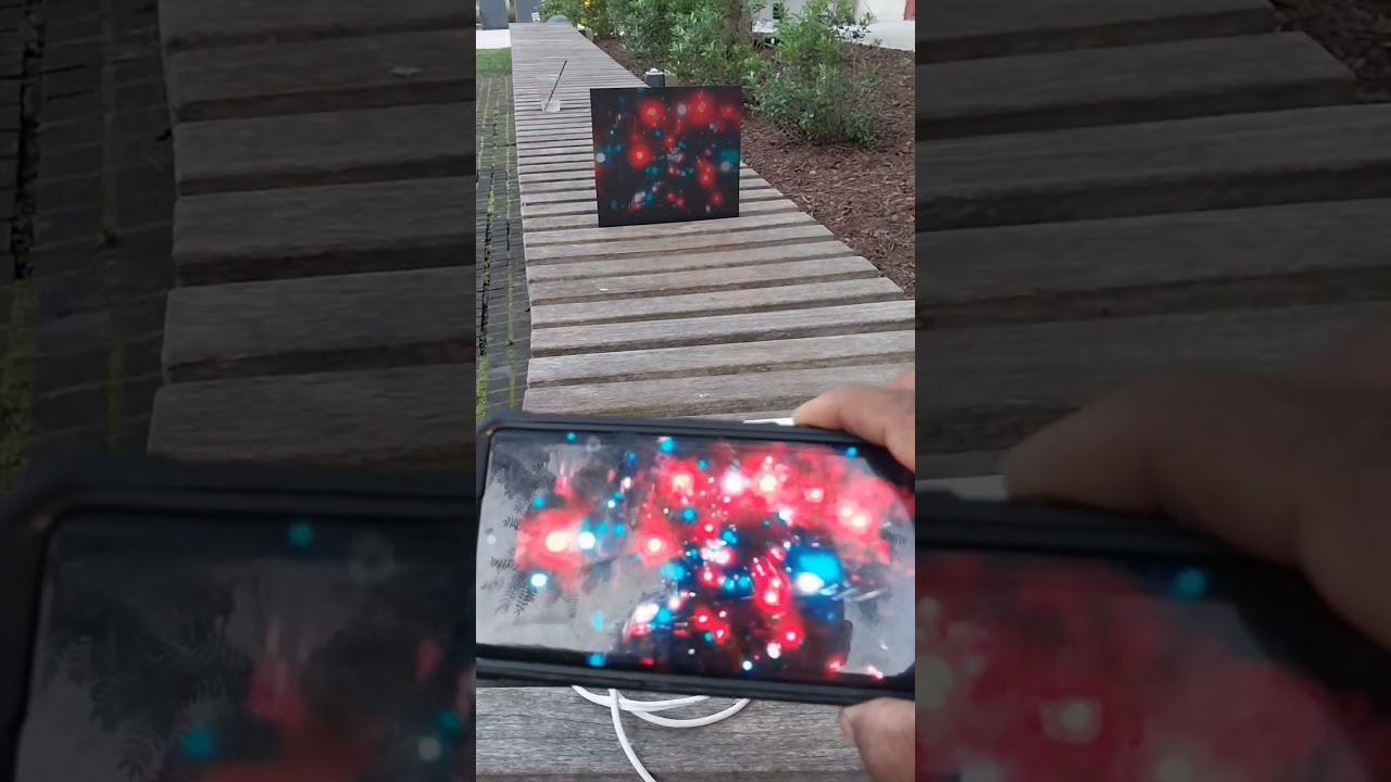 Customer and me on our ILEG black projector screen paint cellphone match!