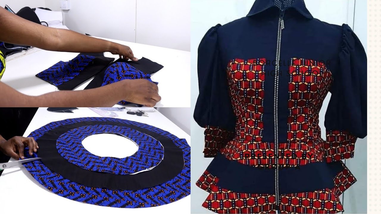 Как скроить блузку-бюстье с трехступенчатой ​​баской и рукавом-фонариком