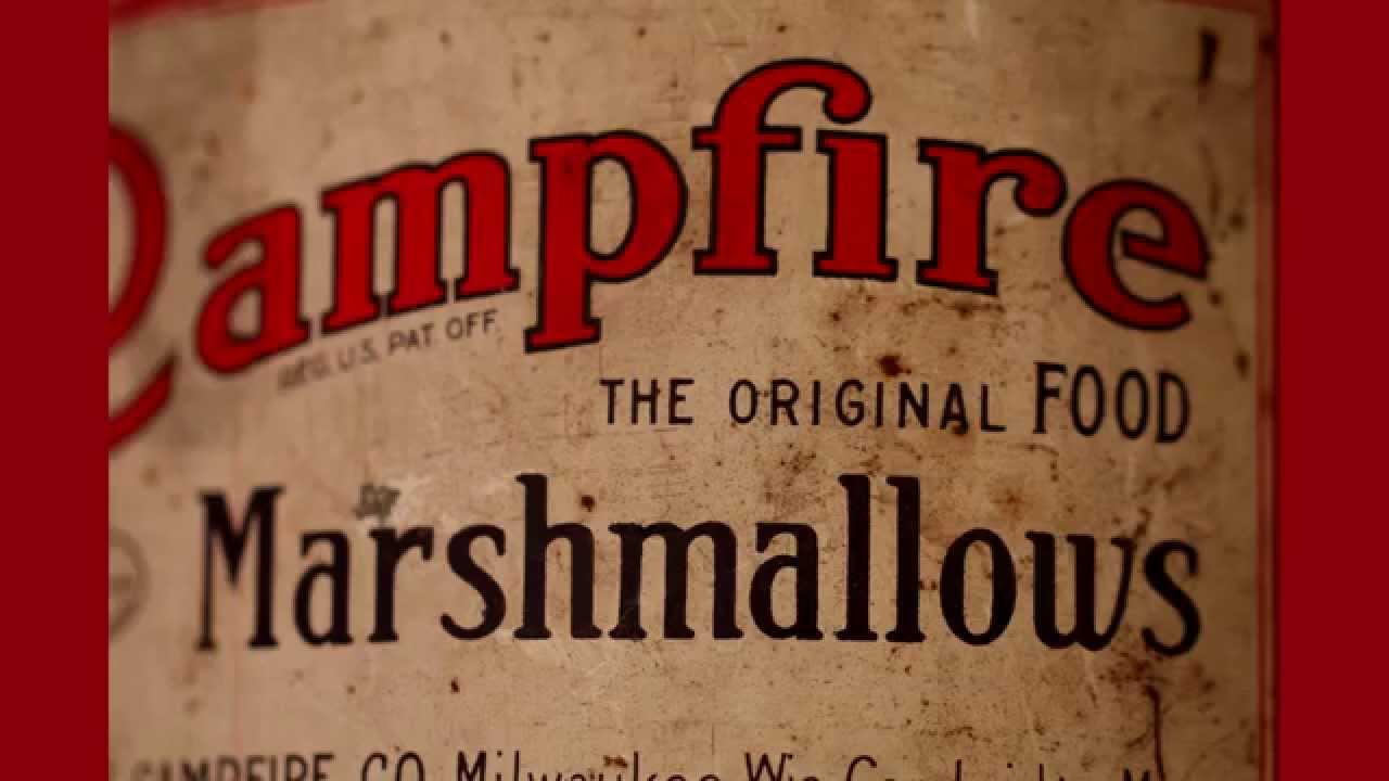 Primitive Antique Vtg Original Campfire Marshmallow Tin (missing lid)