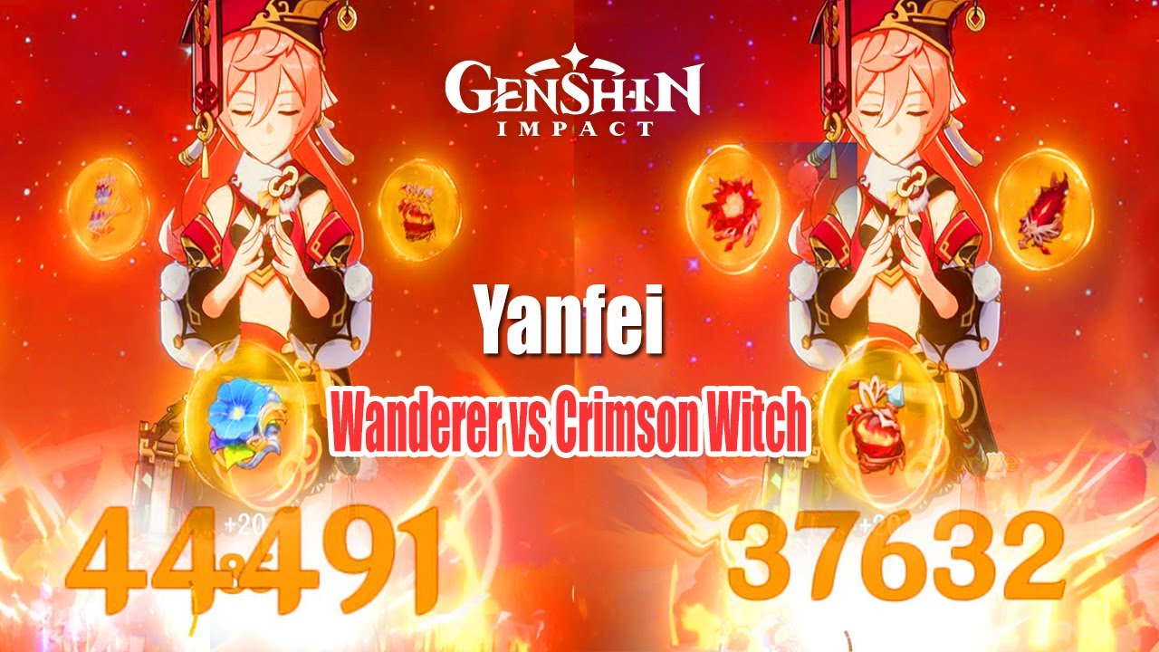 Yanfei Wanderer vs Crimson Witch Charged Atk Damage Comparison - Best DPS Artifact