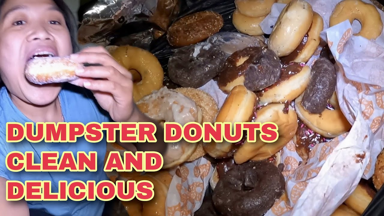 Dumpster diving Kinakain ko ang mga dunkin donuts na tinatapos wow malinis at masarap busog si Inday