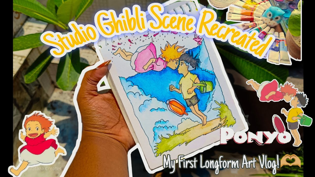 Studio Ghibli Scene Recreated | Ponyo Art | My First Longform Art Vlog