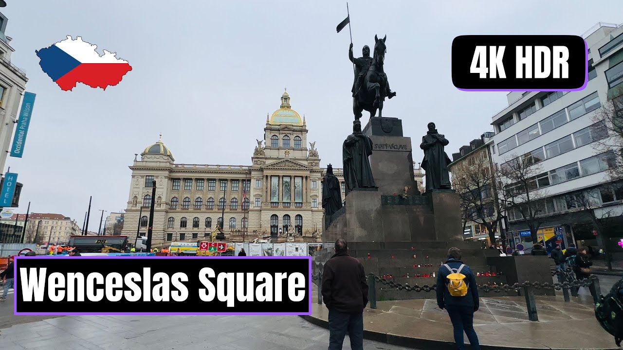Prague Walk 🇨🇿 Wenceslas Square Christmas Market | 4K HDR ASMR