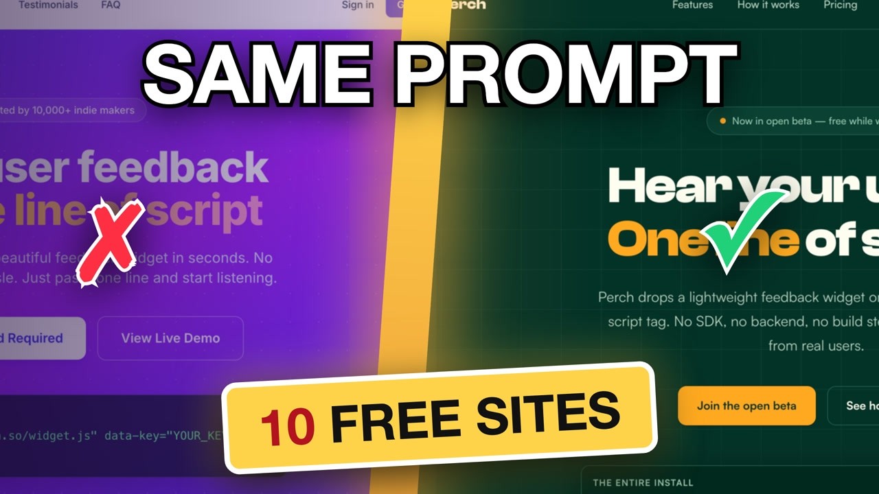 These 10 FREE Websites Make AI-Built Apps Look Professional (Same App Rebuilt &mdash; Proof Inside)