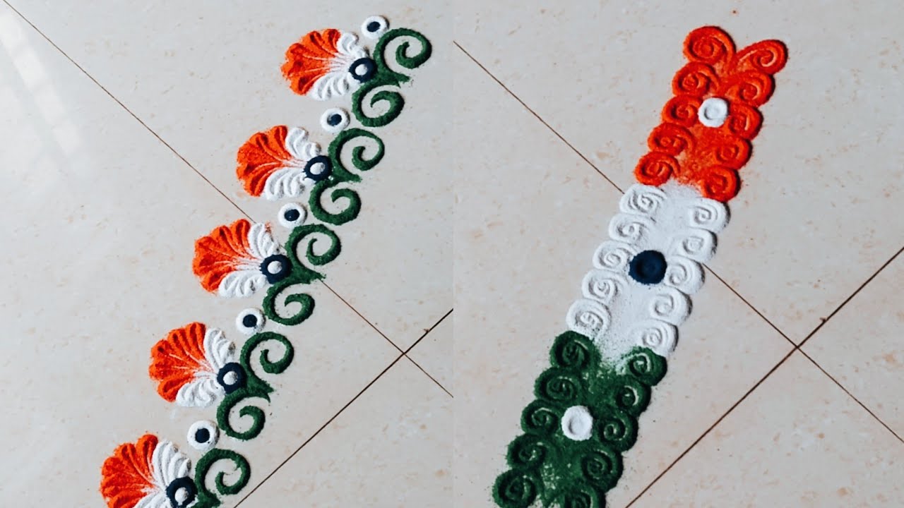 Republic day rangoli🇮🇳 l Independance Day Rangoli l 26 January rangoli l 15 August Rangoli 🧡🤍💚