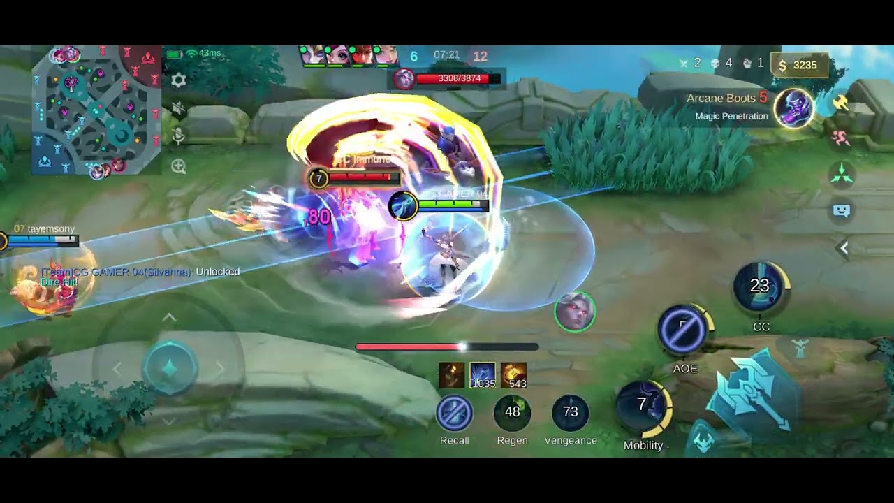 Moba legend silvana gameplay 2 kill epic comeback 😎 