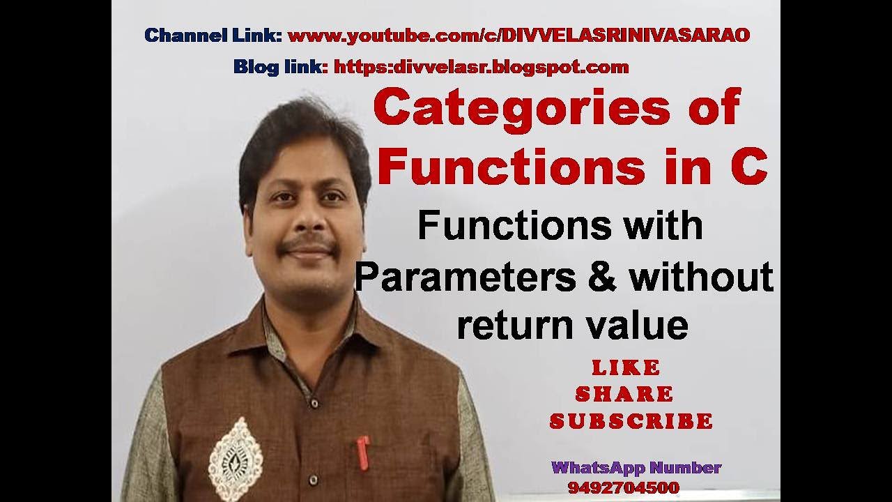 Categories of Function Definitions - C programming || Types of Functions in C || C programming ||