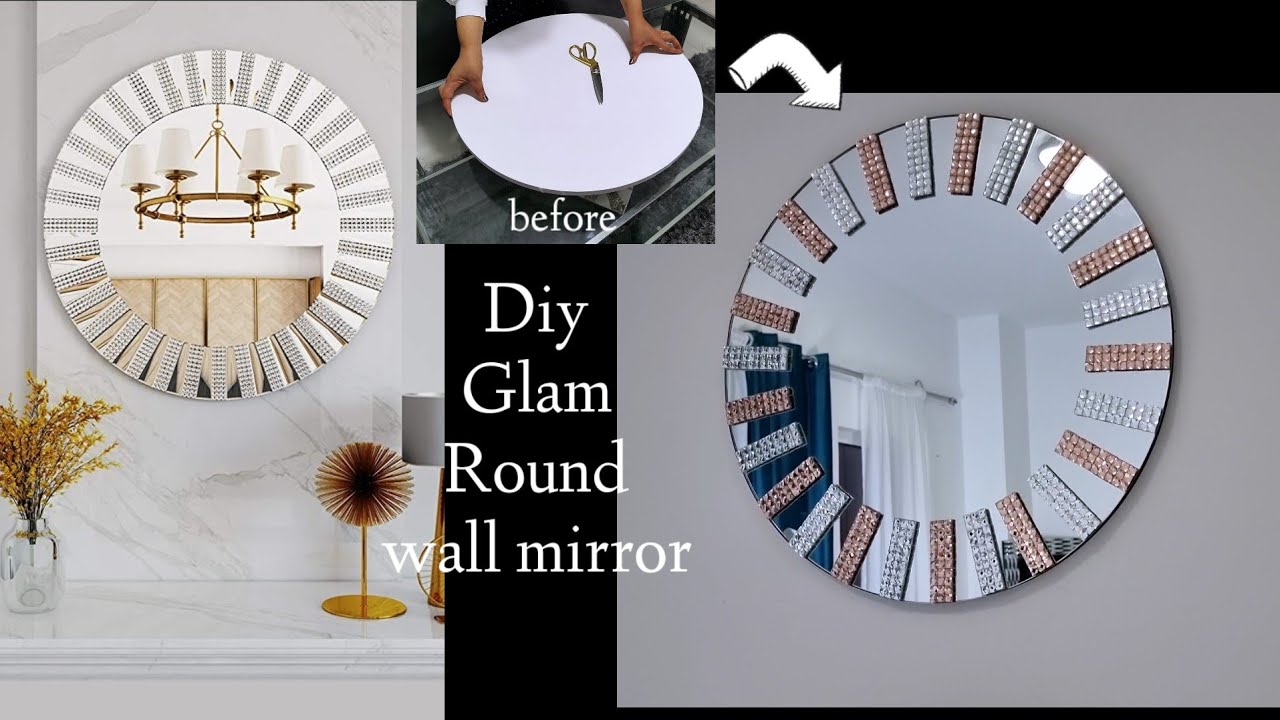 DIY CRYSTAL ROUND MIRROR | SILVER, ROSEGOLD WALL MIRROR.