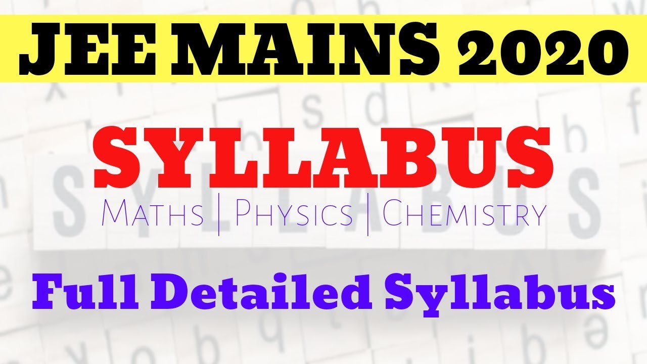 JEE MAIN 2020 SYLLABUS IN HINDI & ENGLISH | #JEEMAIN2020  #JEEADVANCED2020