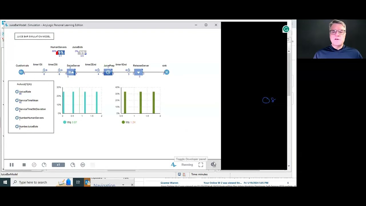 Juice Bar Case: simulation analysis of base case, training and pooling scenarios