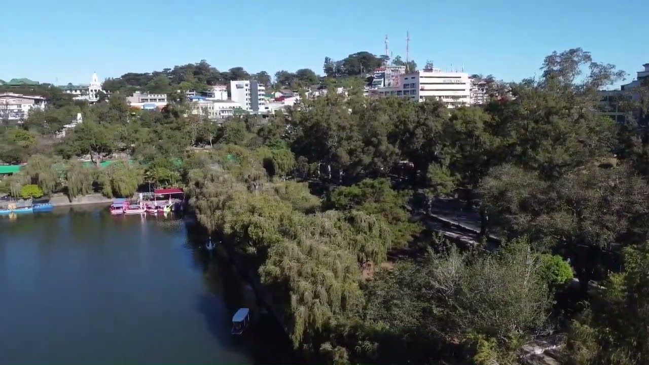 Drone's eye view of Burnham Park, Baguio, Philippines