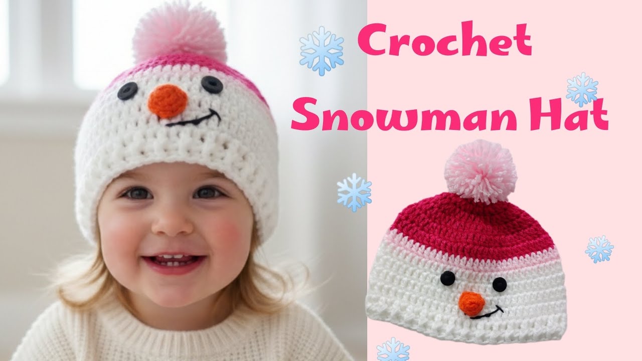 Crochet Baby Hat, size 24 months. Snowman Hat