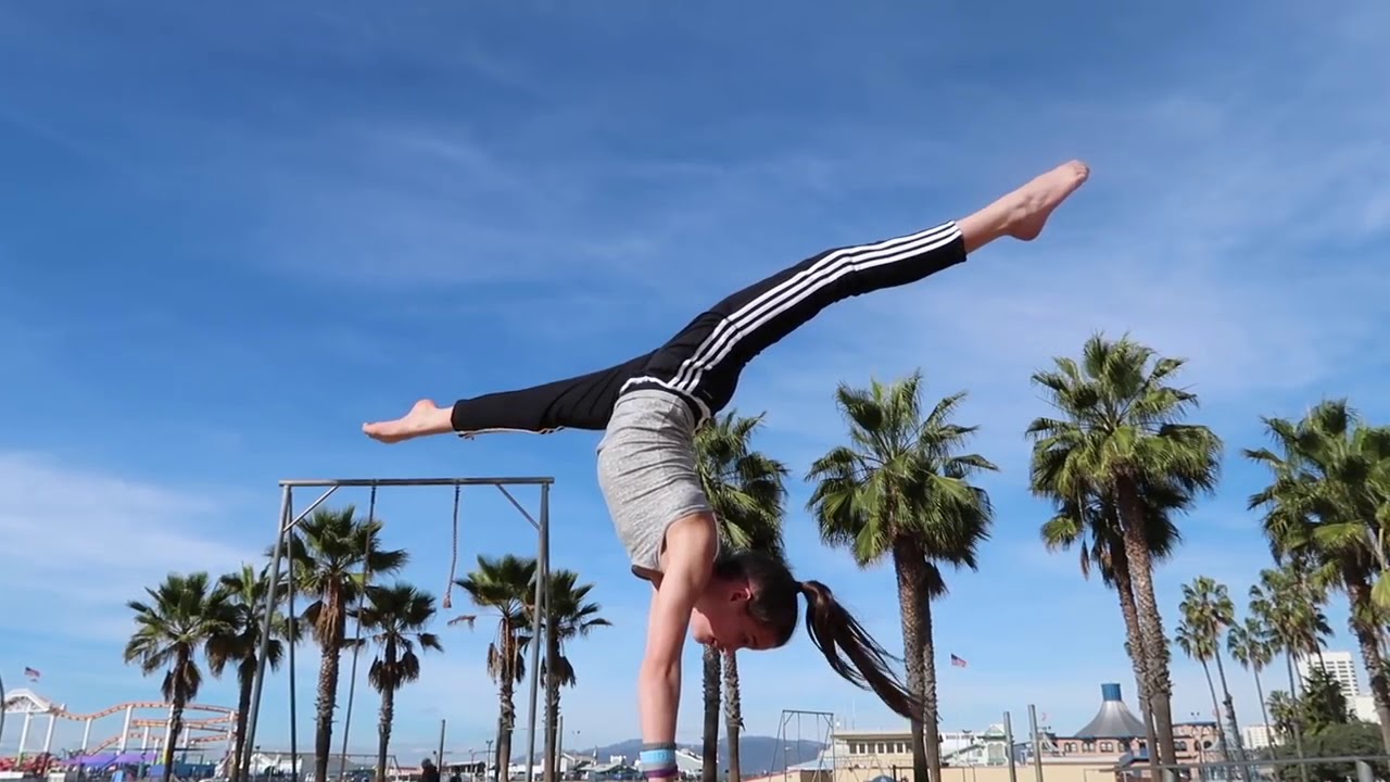 Annie LeBlanc! Winter Gymnastics on the Beach Acroanna