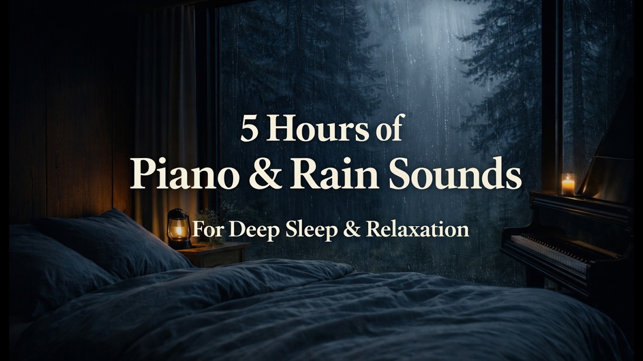 Relaxing Piano with Soft Rain | 5 Hours Healing Music for Deep Sleep, Study & Stress Relief