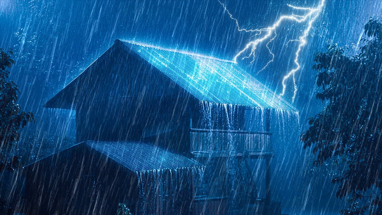 Beat Insomnia to Deep Sleep with Pounding Rain & Deep Rolling Thunder on a Metal Roof at Night