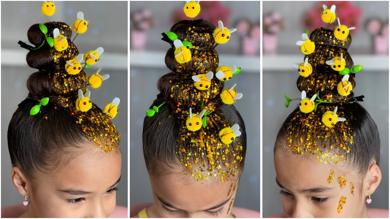 Increíble peinado loco para niñas 😜panal de abejas 🐝