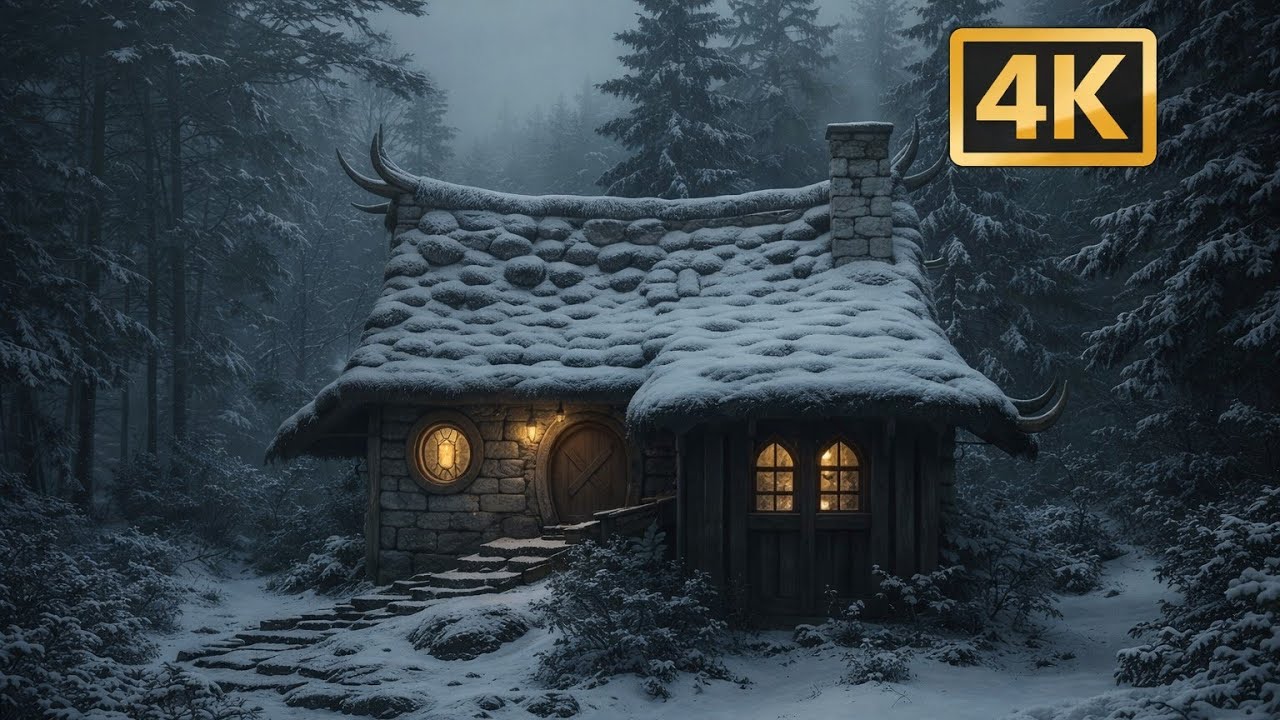 The Celtic Cabin of the Silent Woods | Medieval Winter Ambience for Sleep