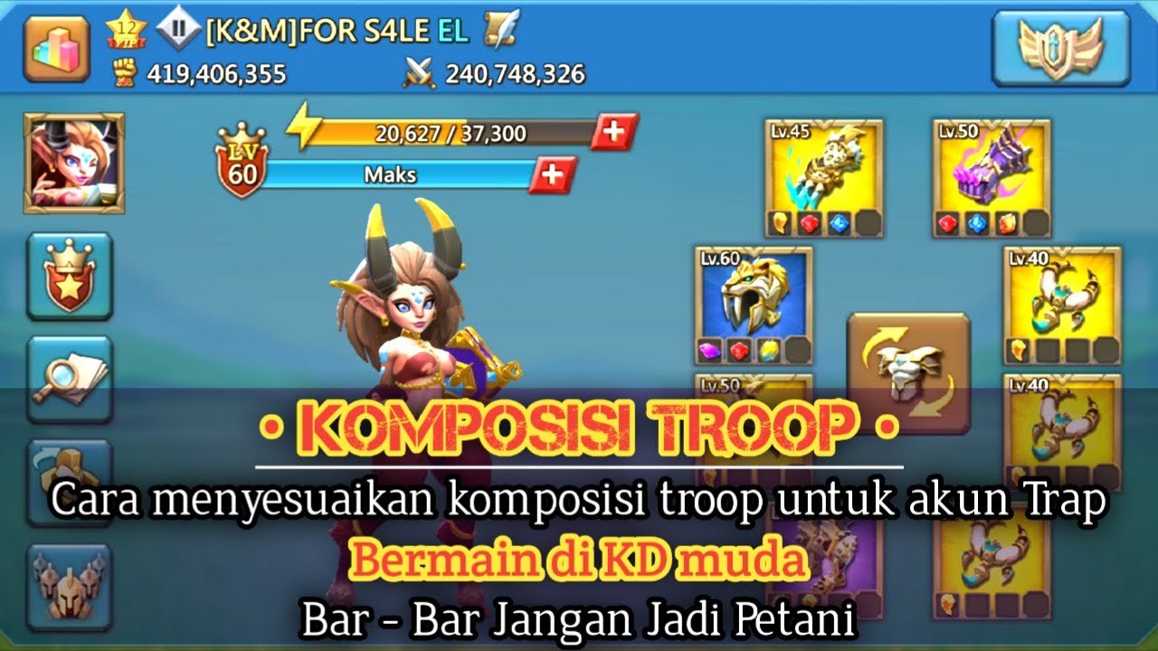 KOMPOSISI TROOP UNTUK AKUN TRAP | LORDS MOBILE | UPDATE 2022