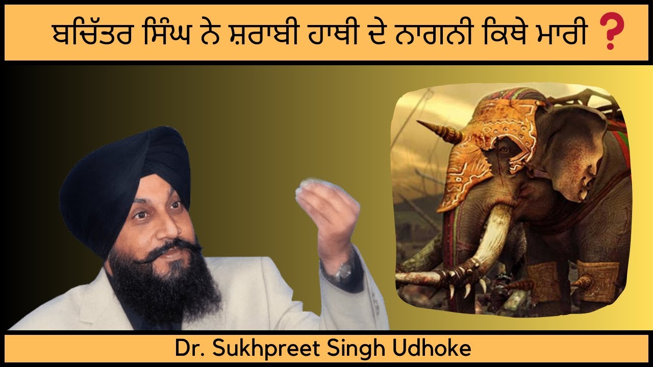 ਬਚਿੱਤਰ ਸਿੰਘ ਨੇ ਸ਼ਰਾਬੀ ਹਾਥੀ ਦੇ ਨਾਗਨੀ ਕਿਥੇ ਮਾਰੀ? Bachitar Singh VS Elephant || Dr. Udhoke