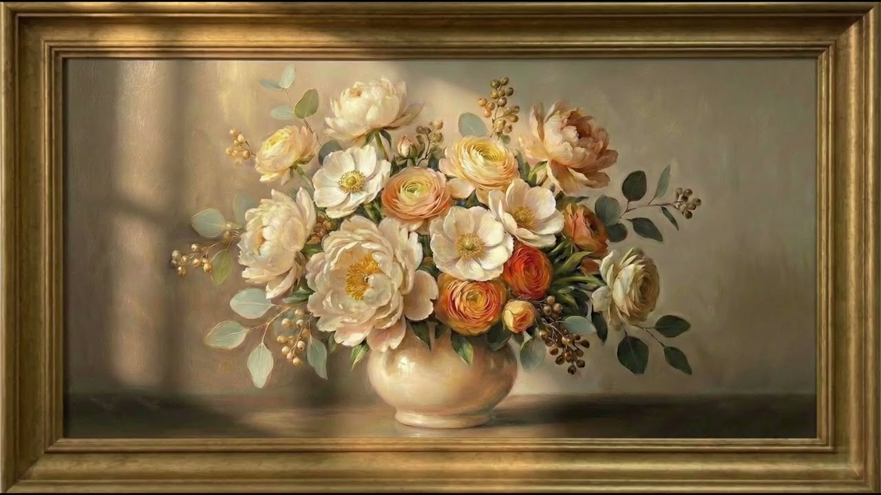 Timeless Floral Still Life 🌼 Vintage Oil Painting Aesthetic | Calm & Elegant Art