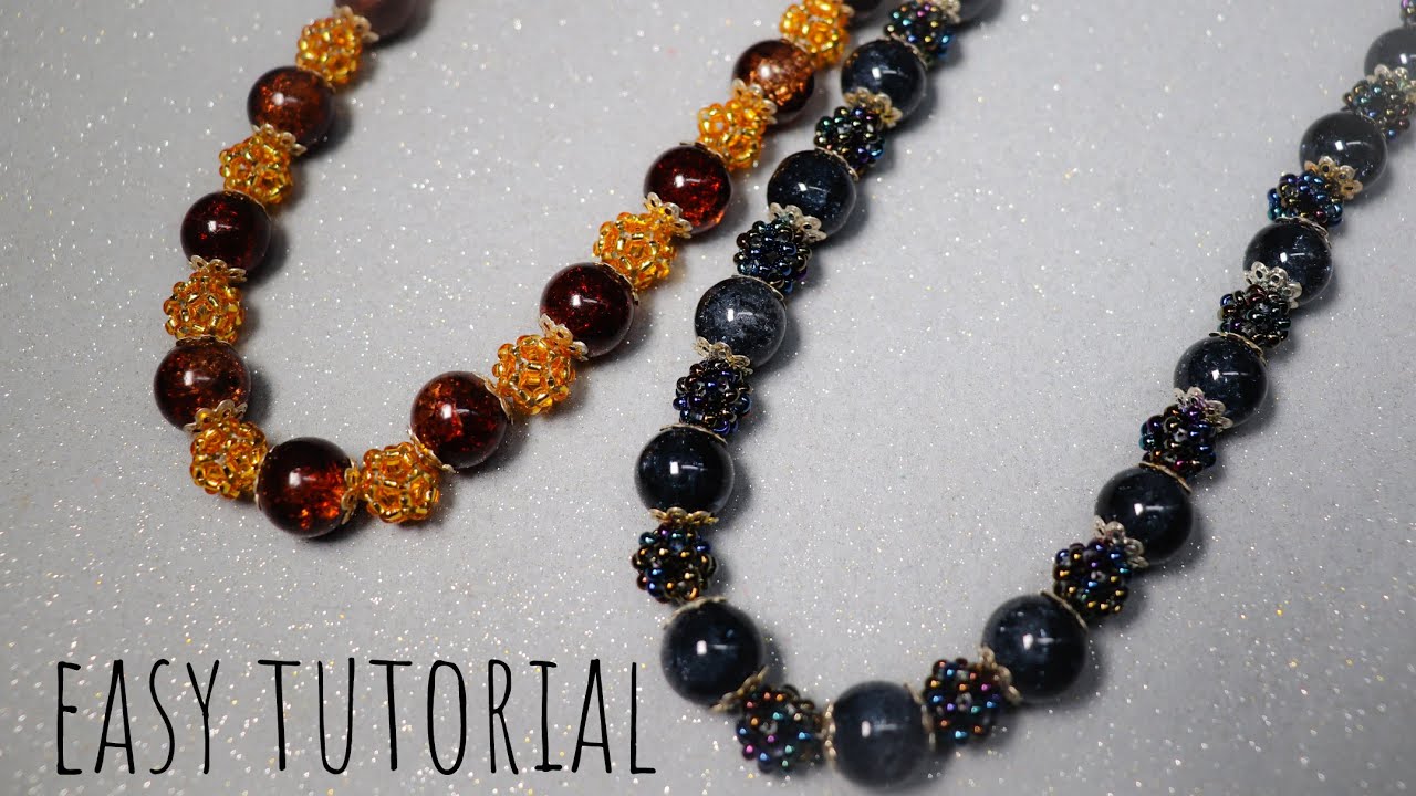 آموزش گردنبند مهره ای ⚽.DIY.Easy tutorial.How to make beaded necklace