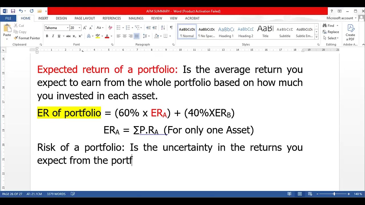PORTFOLIO THEORY AND ANALYSIS : Session 1