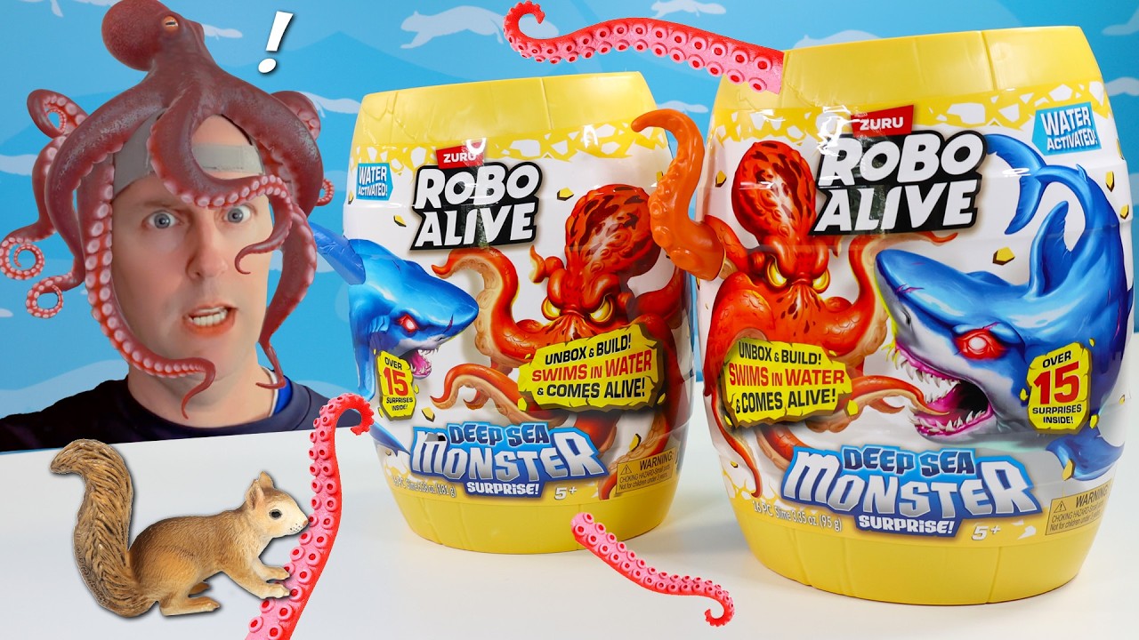Обзор ROBO ALIVE Deep Sea Monster Surprise electronic Shark vs Octopus