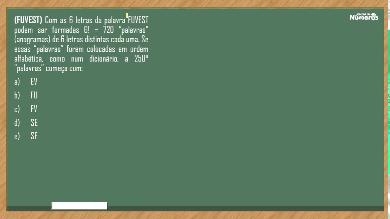 Anagramas | Quest&atilde;o comentada da FUVEST