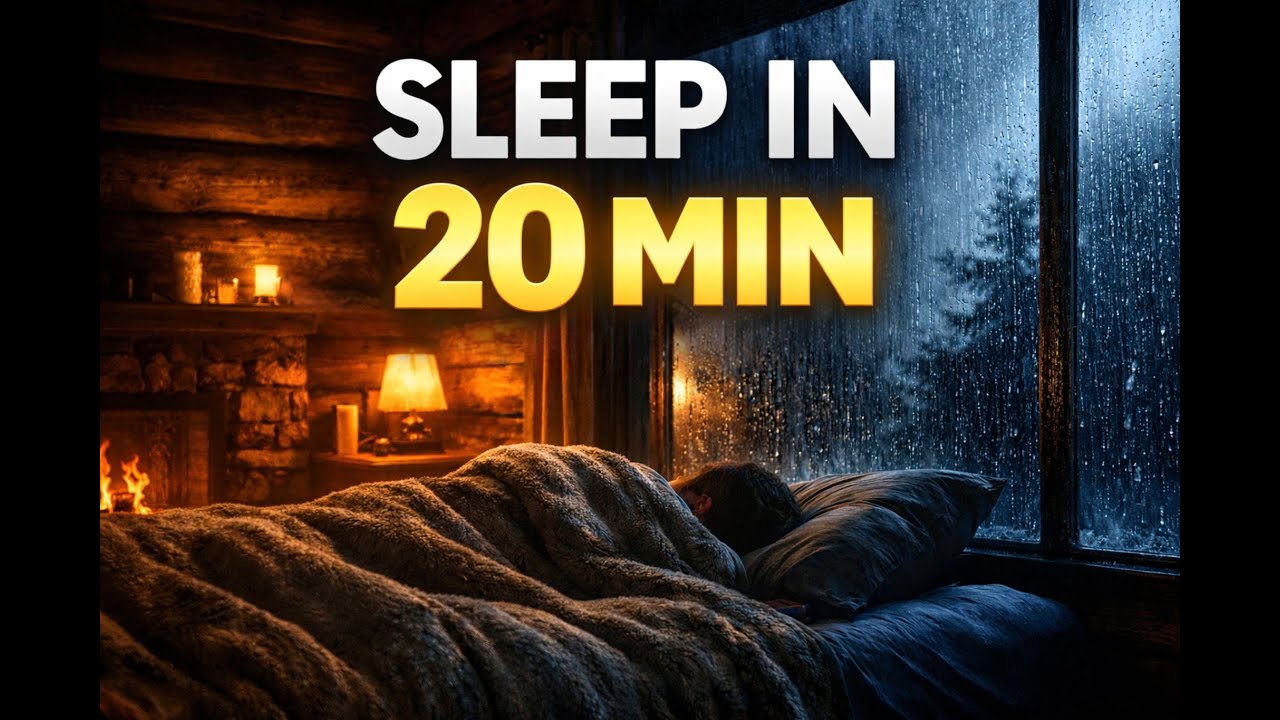 RAIN SLEEP: Fall Asleep in 20 Minutes (Cozy Cabin & Heavy Rain) 🌧️