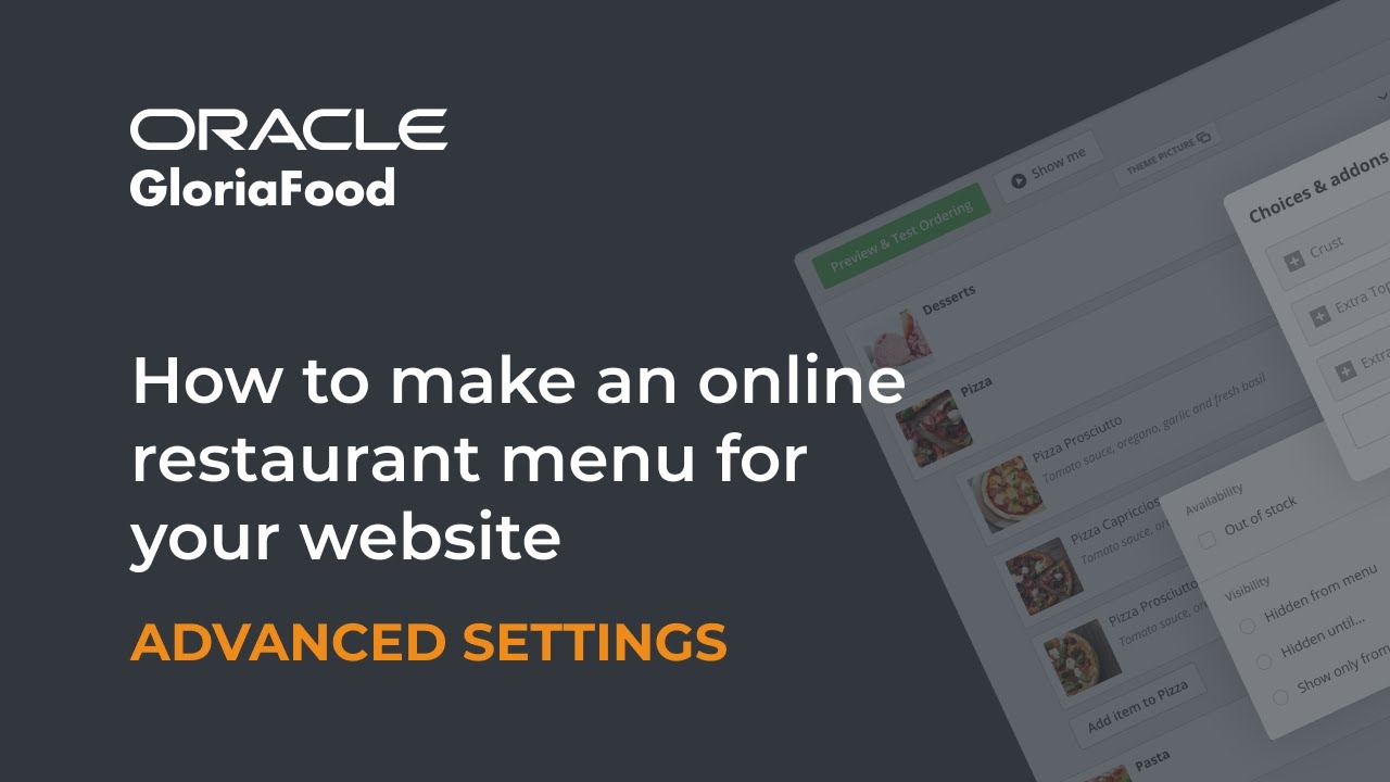 Delving into the Advanced Menu Settings of the GloriaFood Online Restaurant Menu