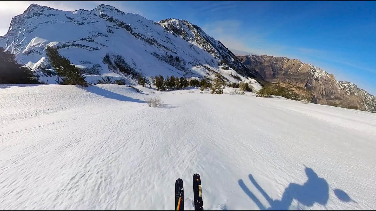 Sunny Low-Tide Powder Skiing in the Wasatch Mountains, UT