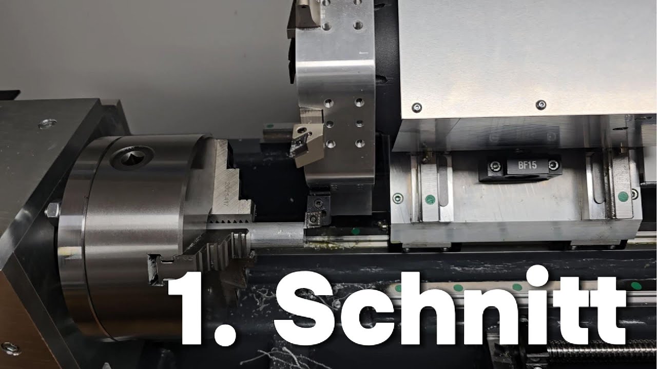 DIY CNC-Drehmaschine mit LinuxCNC - 1. Schnitt