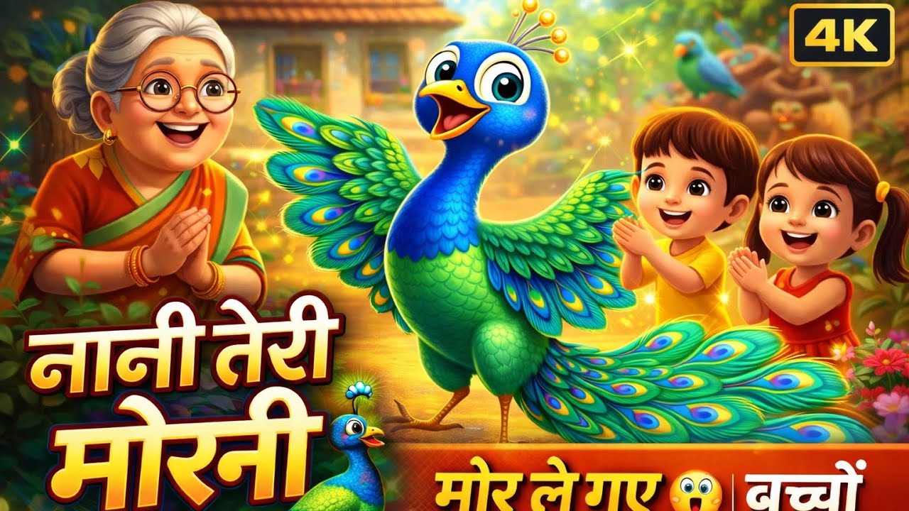  नानी तेरी मोरनी 🦚 Nani Teri Morni| Hindi Nursery Rhyme for Kids | 2 Minutes Fun Song | 4K Animation