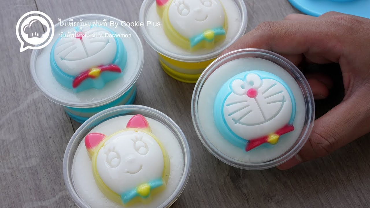 Doraemon Jelly ⓒ วิธีทำวุ้นคัพโดเรม่อน และเทคนิคการหยอดสี