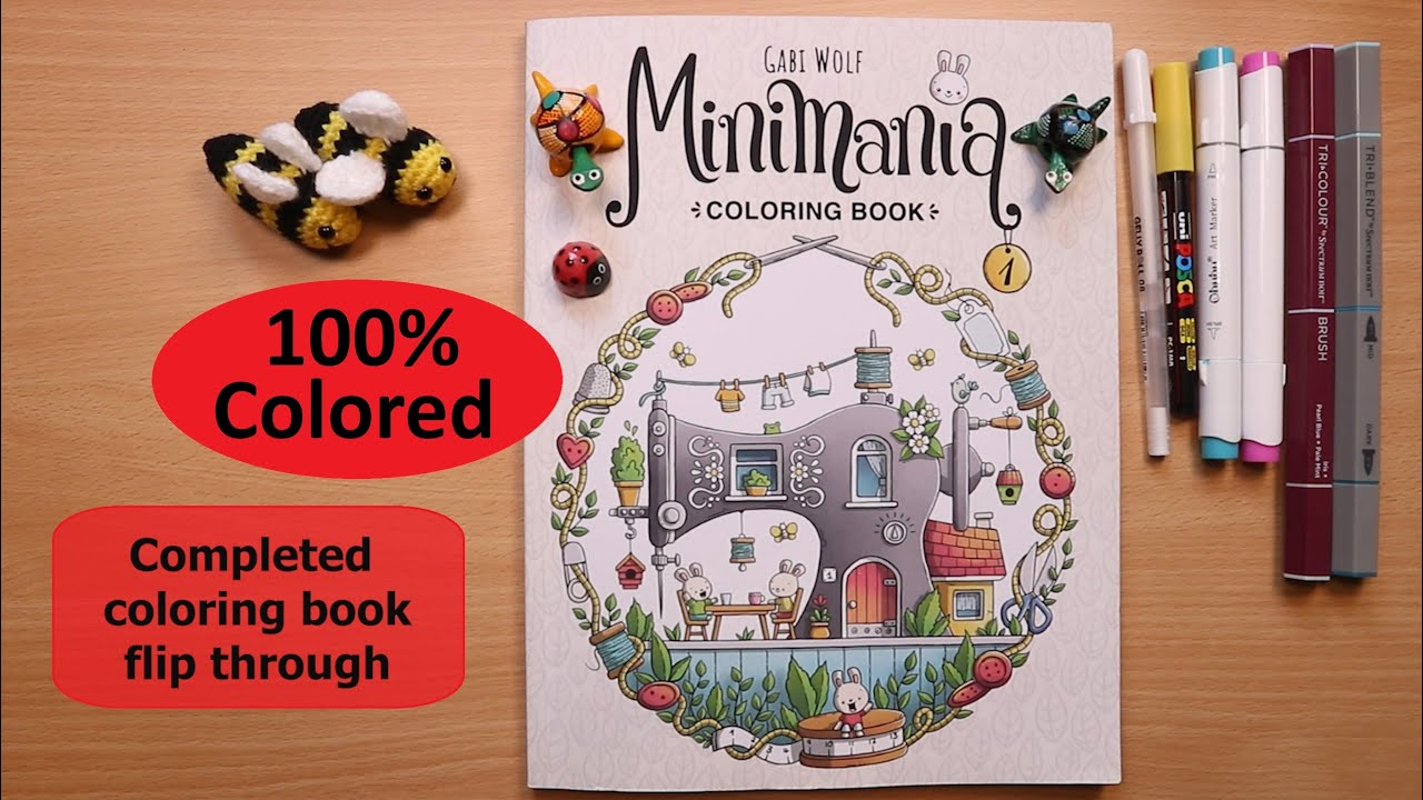 Completed book | Minimania 1 coloring book | Gabi Wolf | full flip through includes my favorites