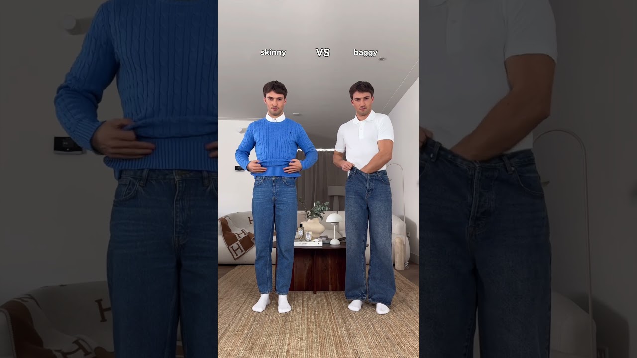 Skinny jeans or baggy jeans? 👖 Subscribe for #mensfashion #fashion