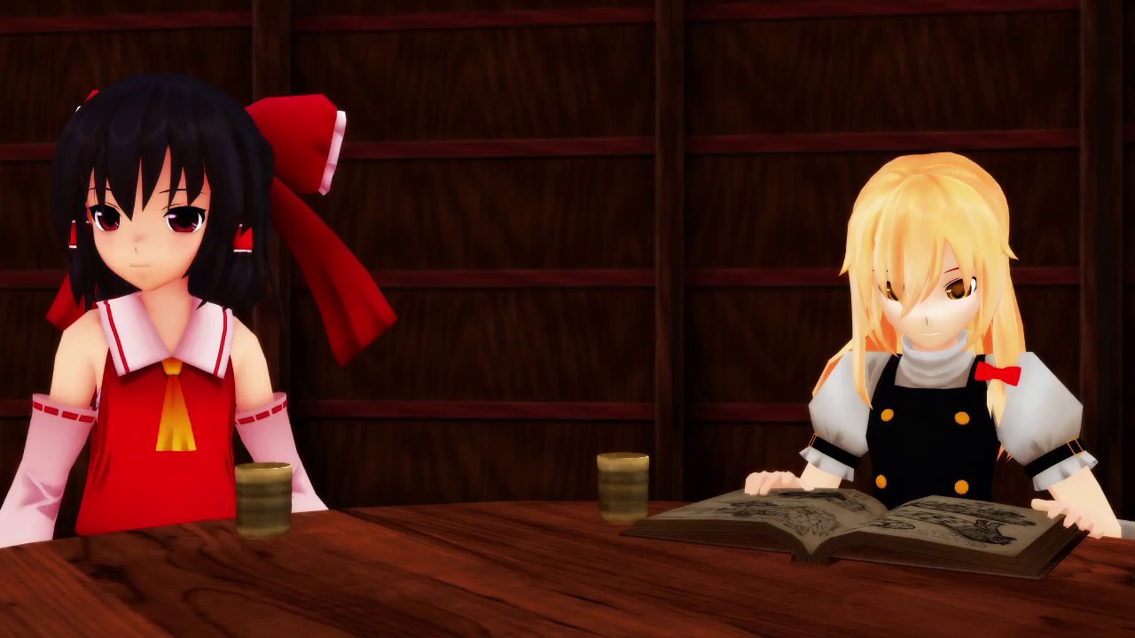 【東方MMD紙芝居】 博麗霊夢と霧雨魔理沙　～雨の日のレイマリ～
