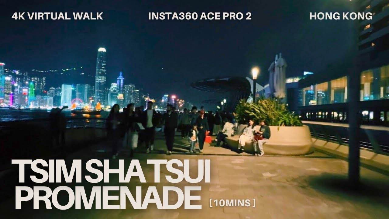 Taking a short walk at the Promenade | Tsim Sha Tsui | Hong Kong | 4K Virtual Walk | Ace Pro 2 